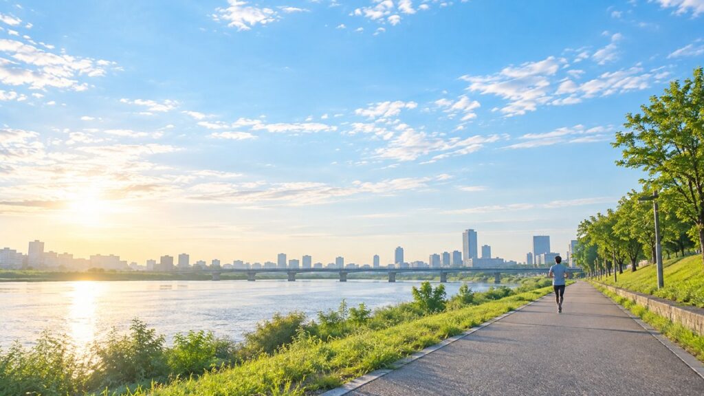 気分転換にランニングをする様子